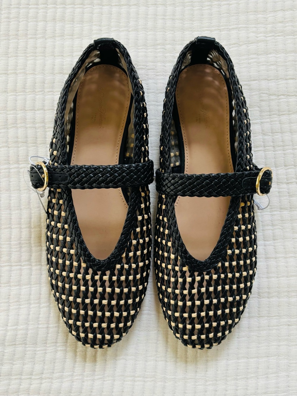 Universal Thread Women’s Noemi Woven Mary Jane Flats Black and Cream NWT